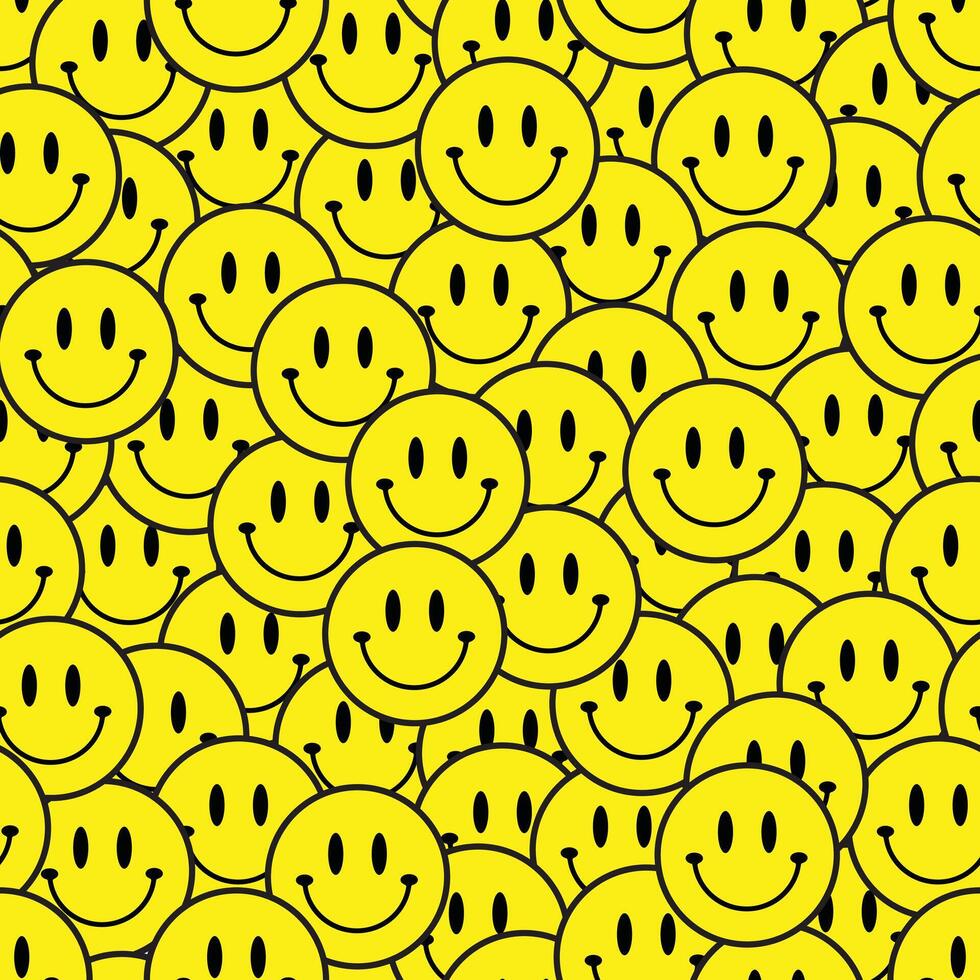 Happy face emoticon pattern with yellow color vector