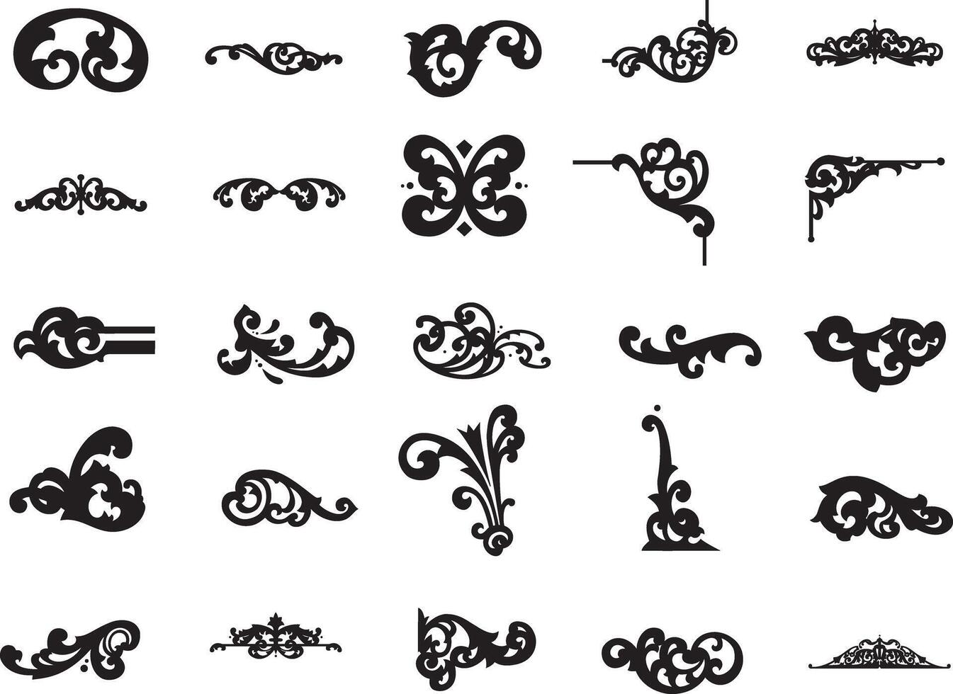various decorative elements in black and white vector