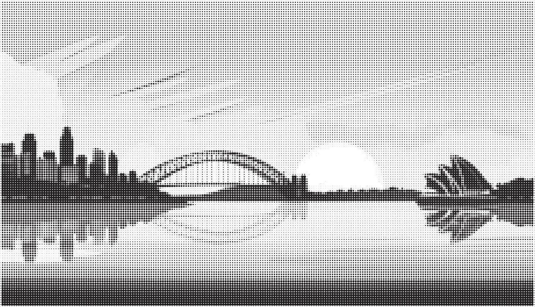 Sydney skyline in black and white vector