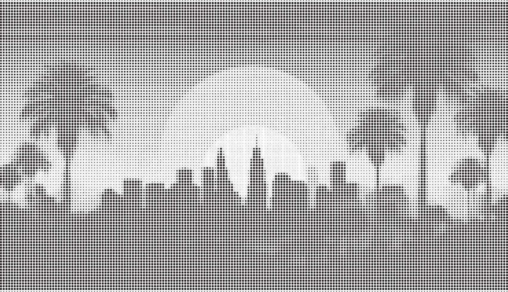 A black and white image of a city with palm trees vector