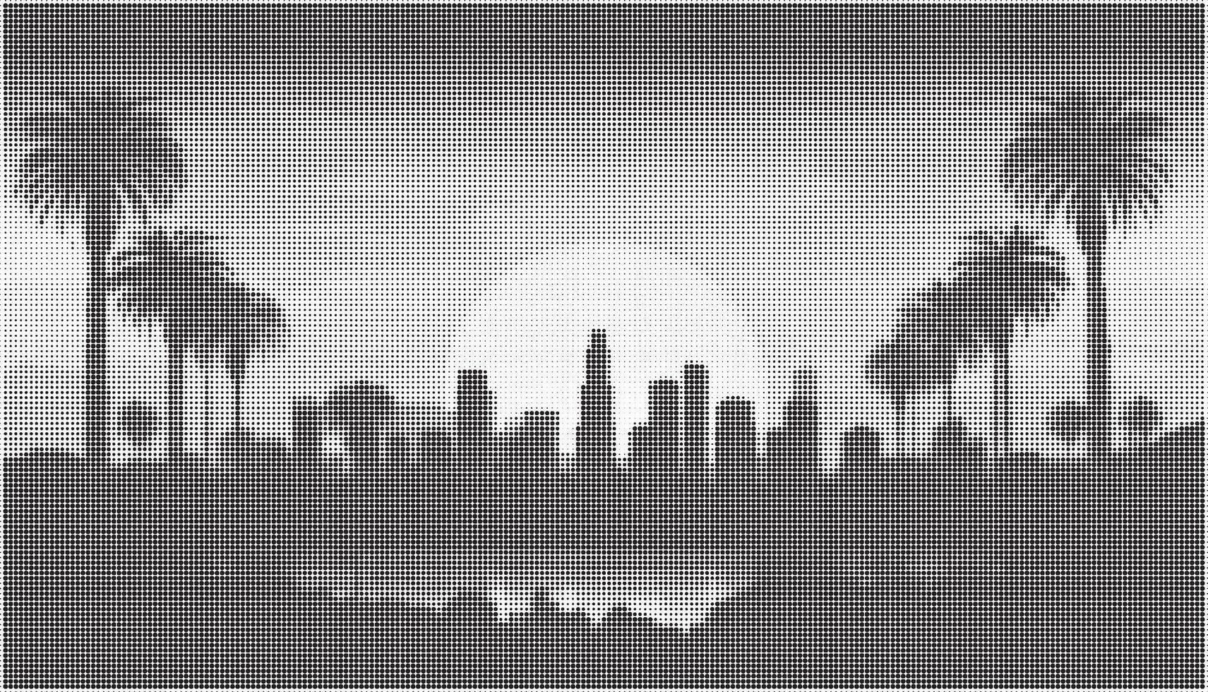 An illustration of a cityscape with palm trees vector
