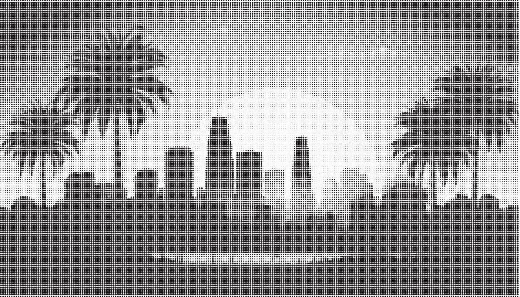 Silhouette of the city skyline with palm trees vector