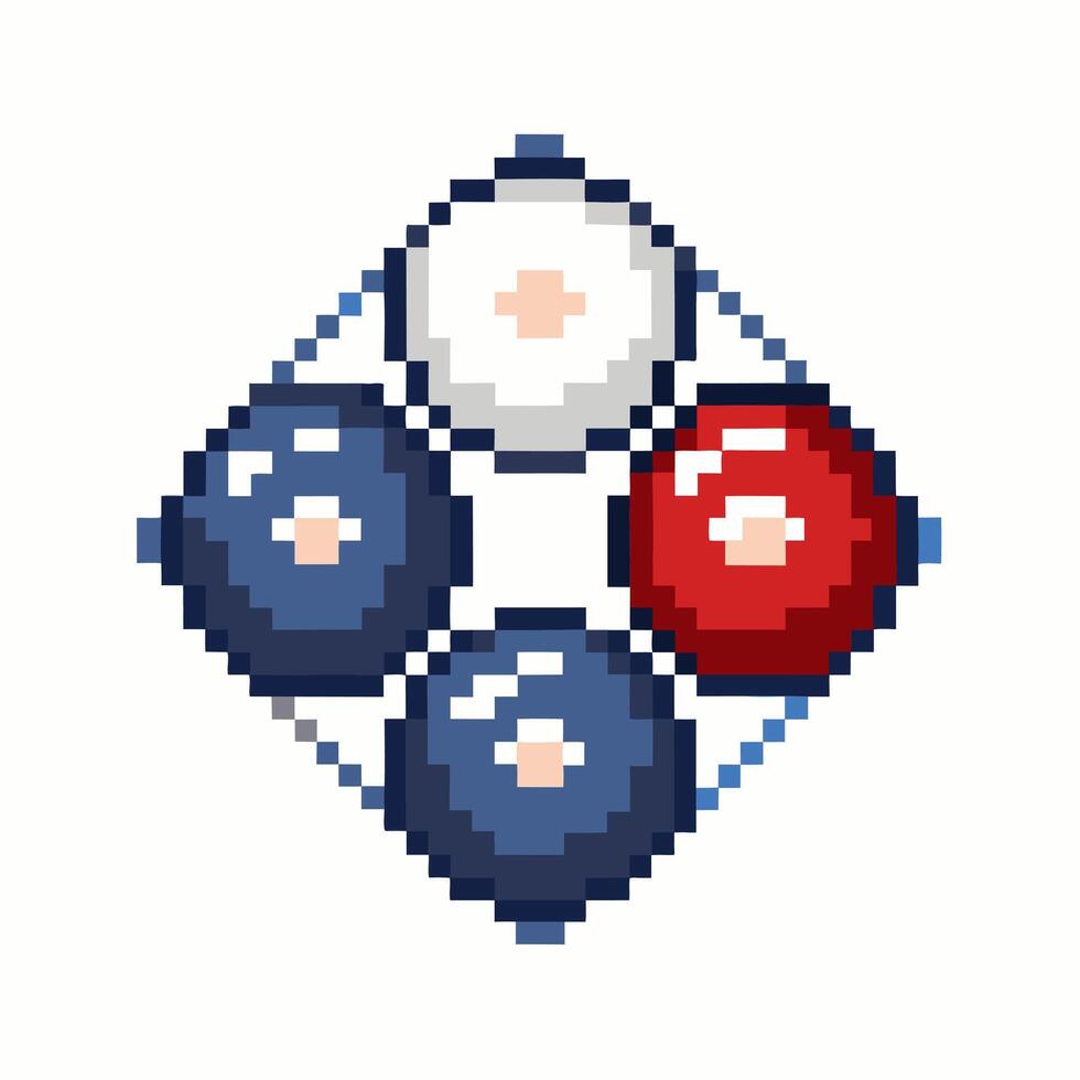 Pixel Art Billiard Balls in Geometric Arrangement with Retro Style Design vector
