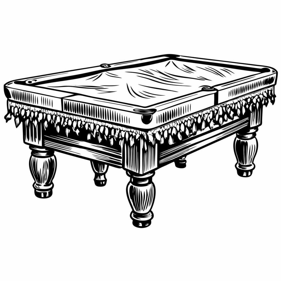 Vintage Billiard Table Illustration Classic Pool Design in Black and White vector