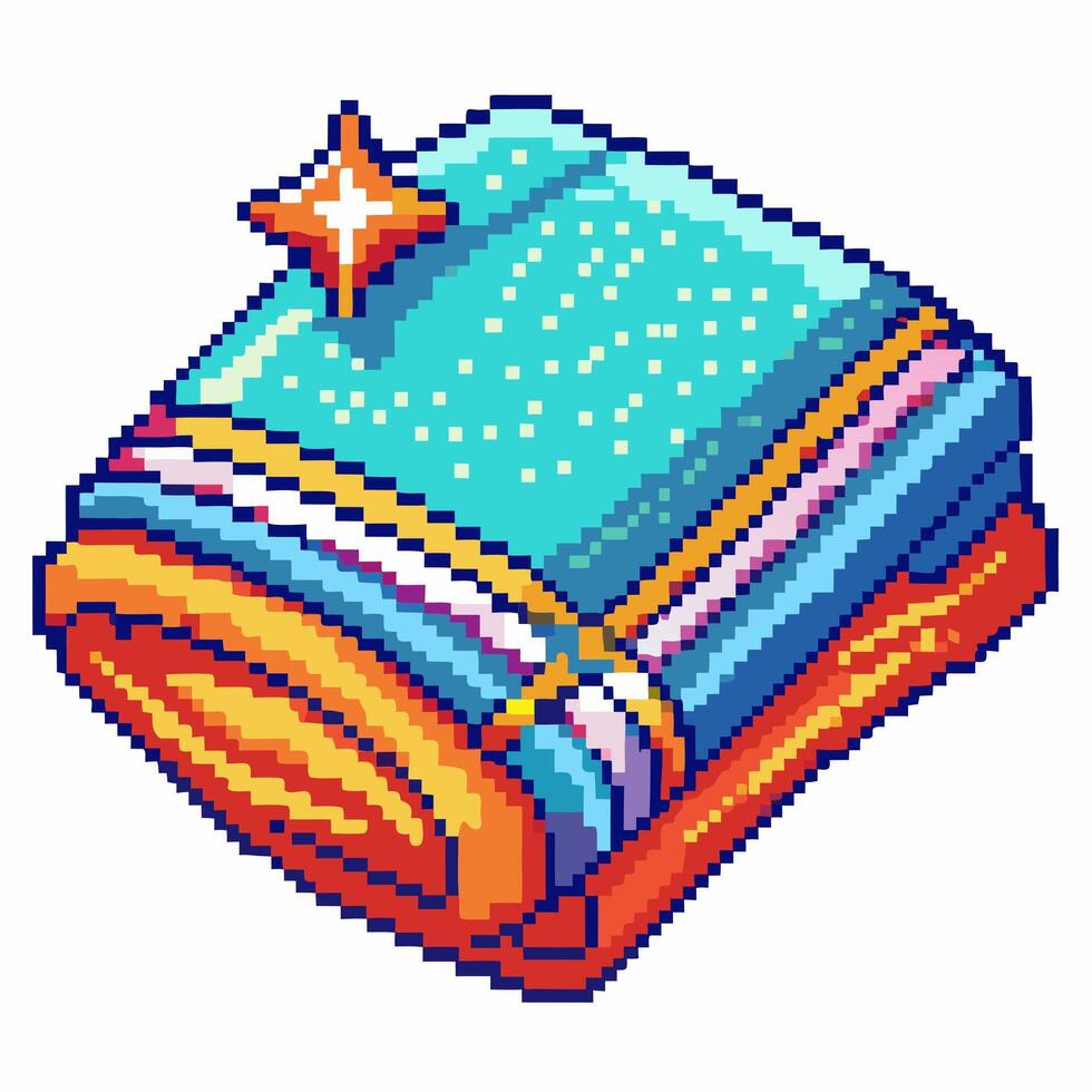 Pixel Art Towel with Sparkle Effect Retro 8 Bit Illustration vector