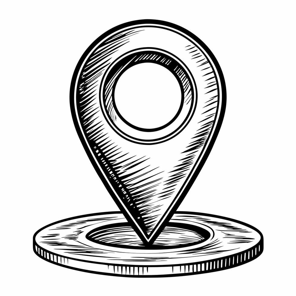 Hand Drawn Pinpoint Location Icon for Navigation and Mapping Designs vector