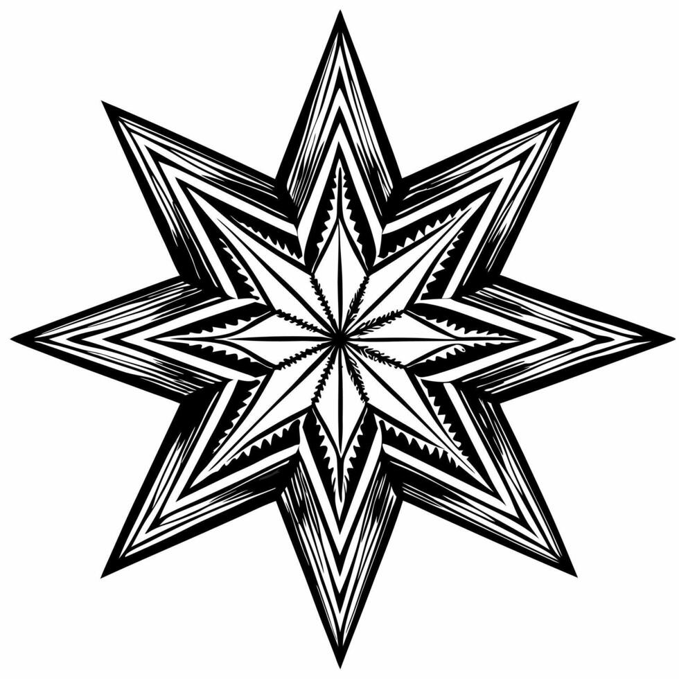 Intricate Black and White Geometric Star Pattern Illustration vector