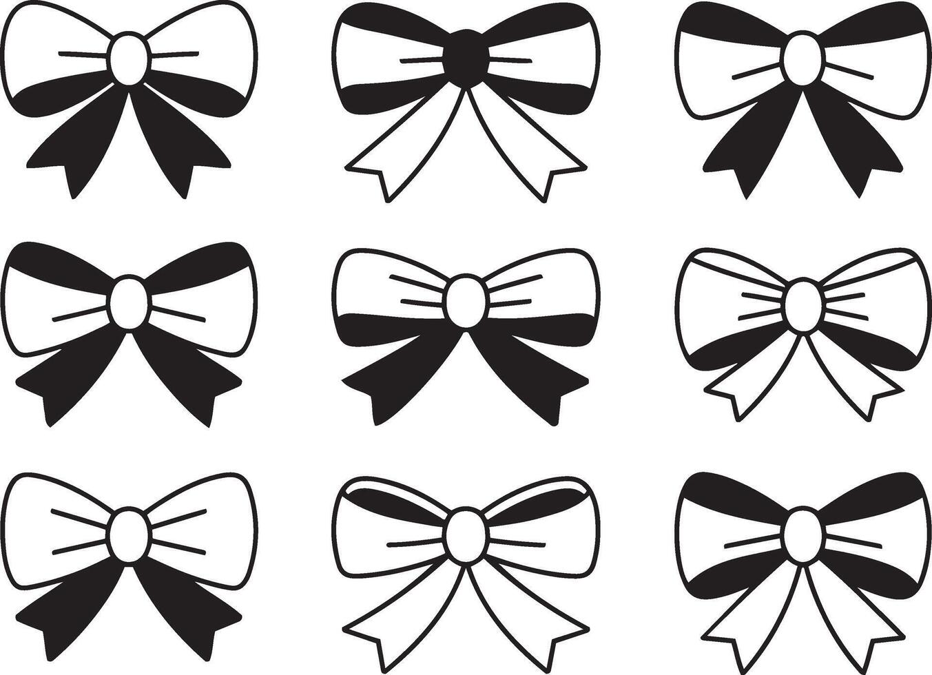Collection of Cute Black and White Bows vector