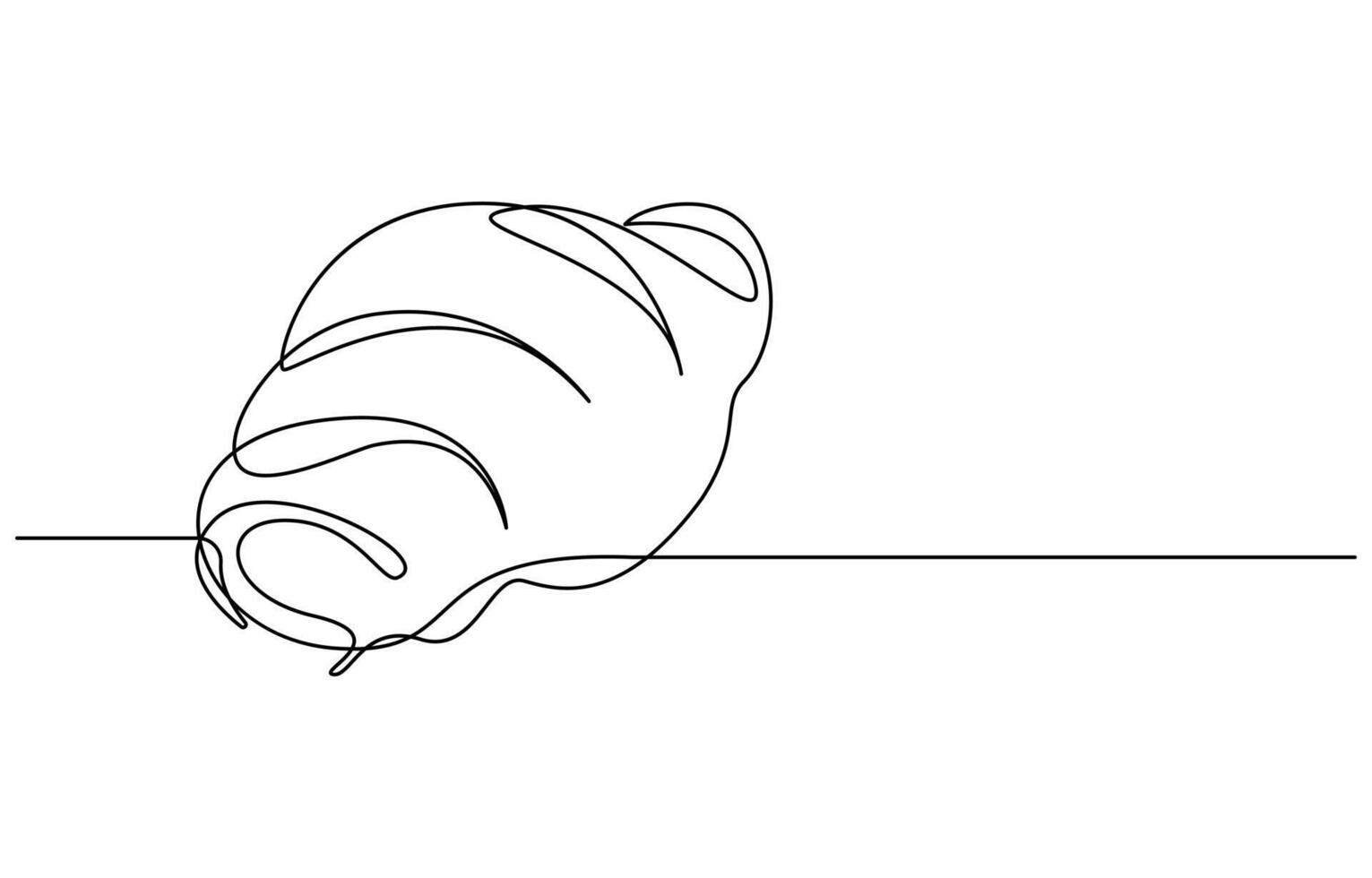 Continuous one line art Croissant icon badge bakery, vector