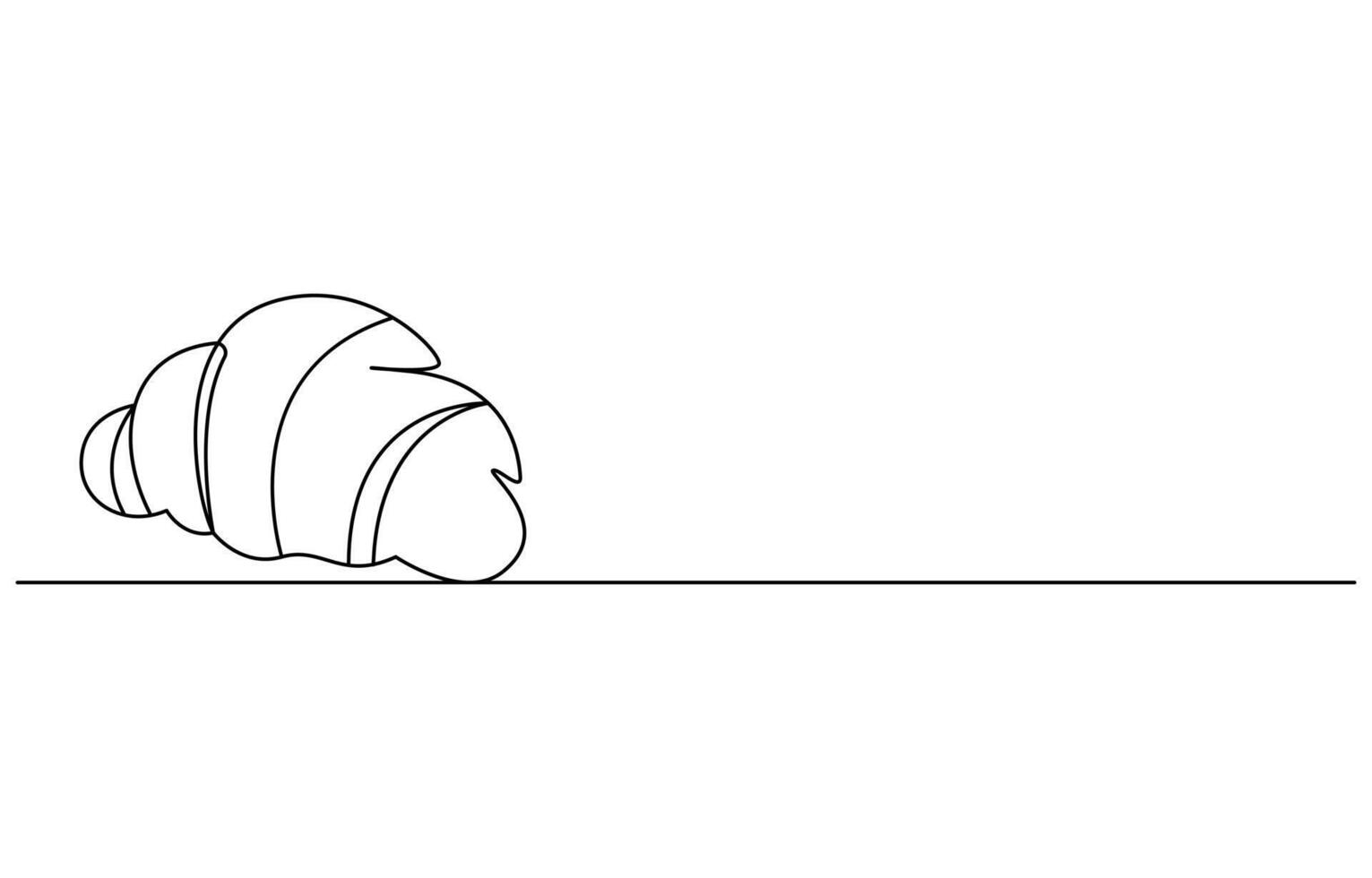 one line art Croissant icon badge bakery vector