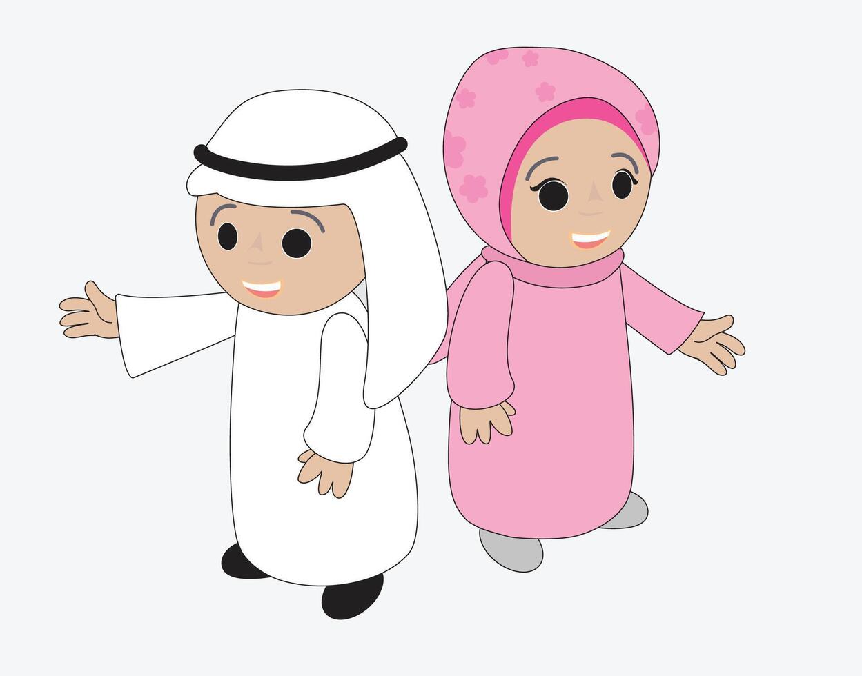 QataQatar National Day Kids children mascot kids boy girl vector