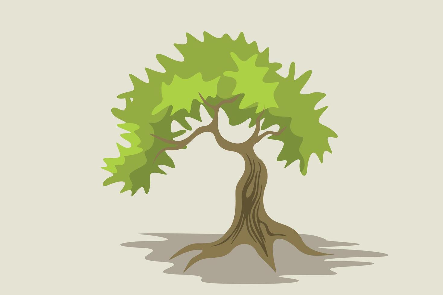 Illustration of bonsai tree style with shadow vector