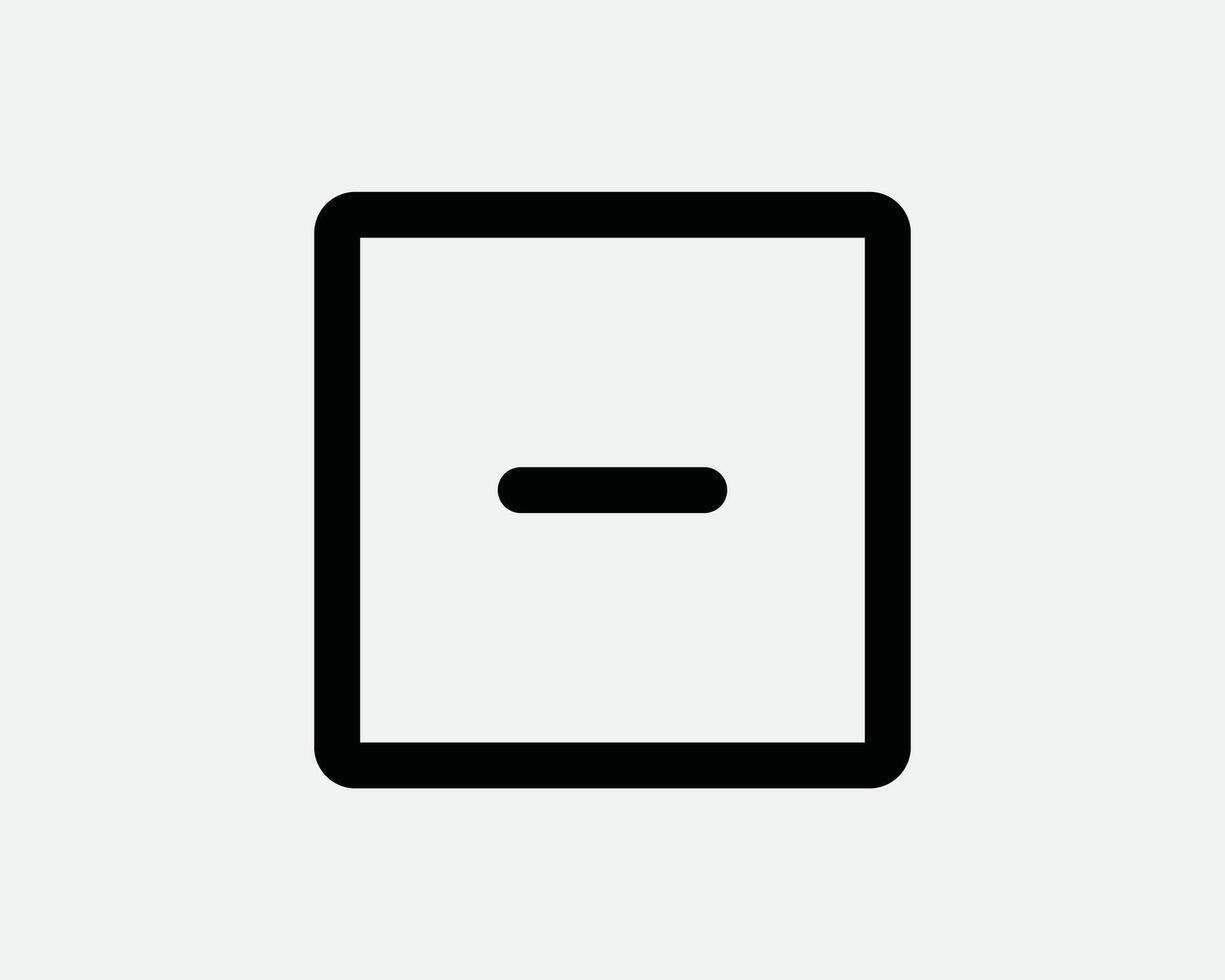 Negative Square Icon Black Outline Line Shape Dash Minus Less Zoom Out Scale Down Battery Terminal Box Illustration Graphic Sign Symbol Delete vector
