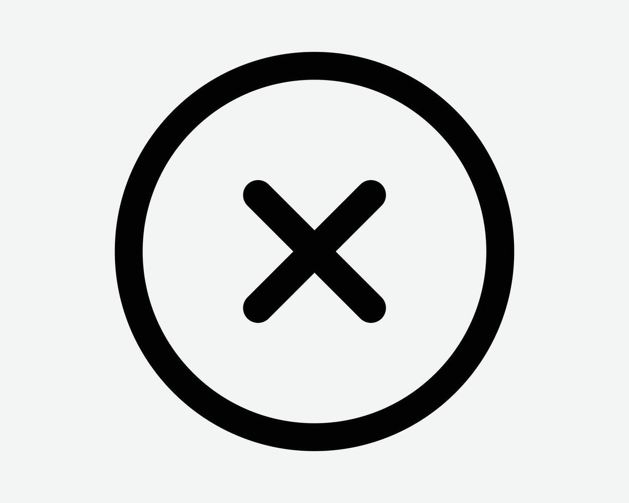 Round Cross Icon X Circle Button Sign Stop Delete Cancel Close Symbol Circular Reject Wrong Cancellation Refuse Remove Halt Cannot Restrict Restriction vector