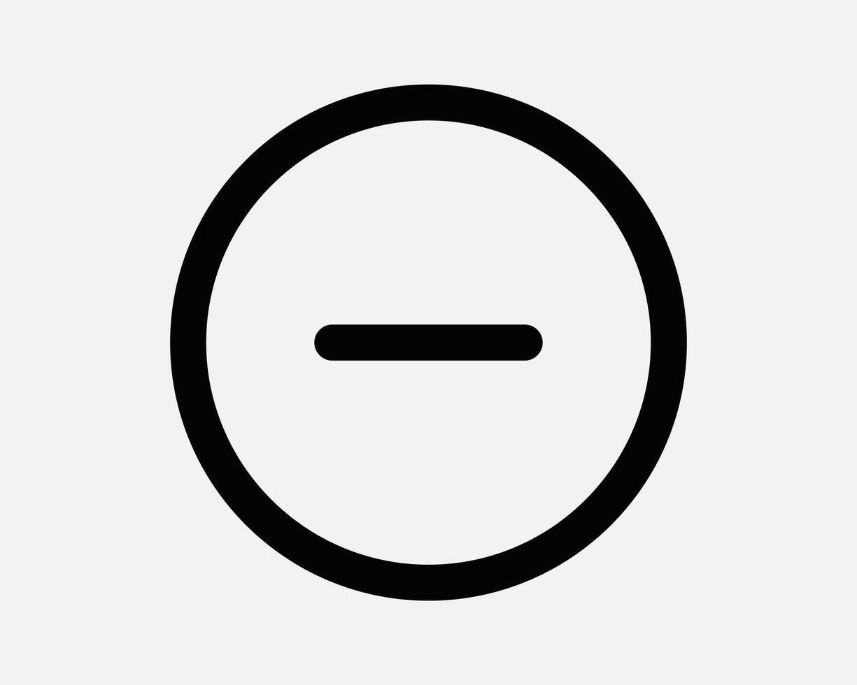 Negative Terminal Icon Minus Round Symbol Dash Circle Subtract Outline Graphic Remove Less Subtraction Math Battery Negative Less Zoom Out Scale vector