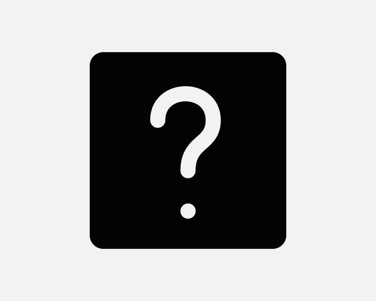 Help Square Icon Question Mark Solid Black Box Queries FAQ Support Center Customer Service Front Information Info Desk Graphic Illustration vector