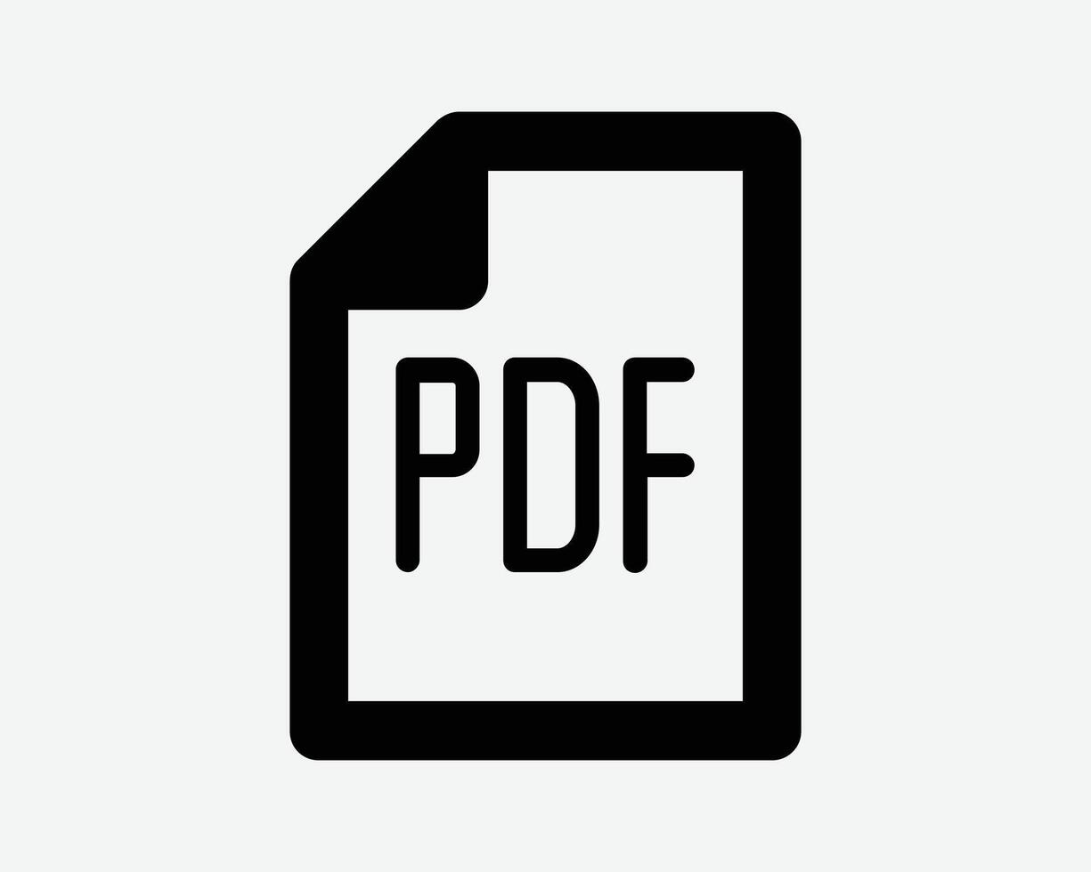 PDF Document File Outline Icon Doc Page Sheet Paper Folded Black White Line Graphic Print Text Note Contract Computer Digital Save Download vector