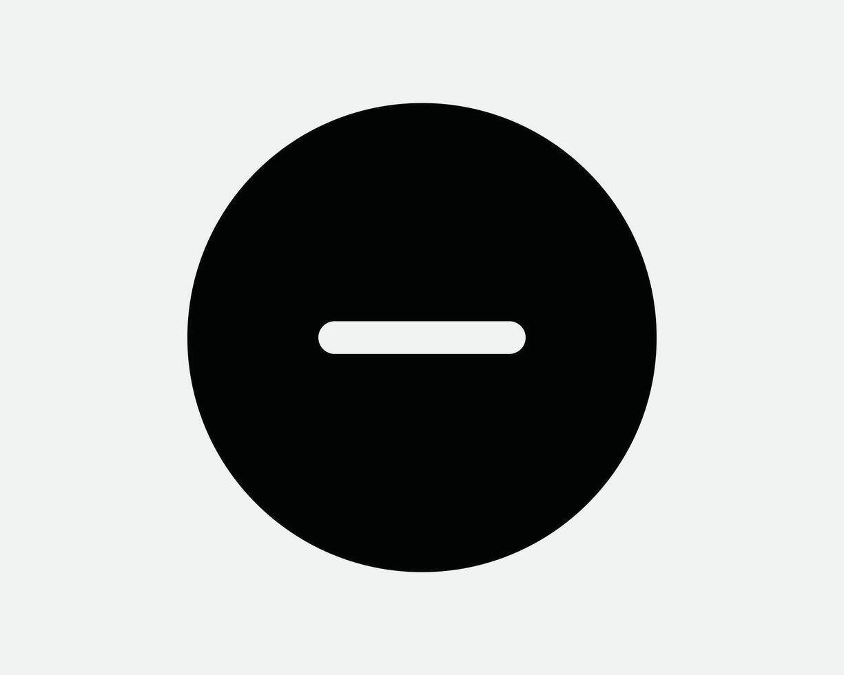 Negative Terminal Solid Circle Icon Battery Charge Minus Sign Black Round Button Less Zoom Out Scale Down Reduce Lower Low Remove Minimize Dash Subtract vector