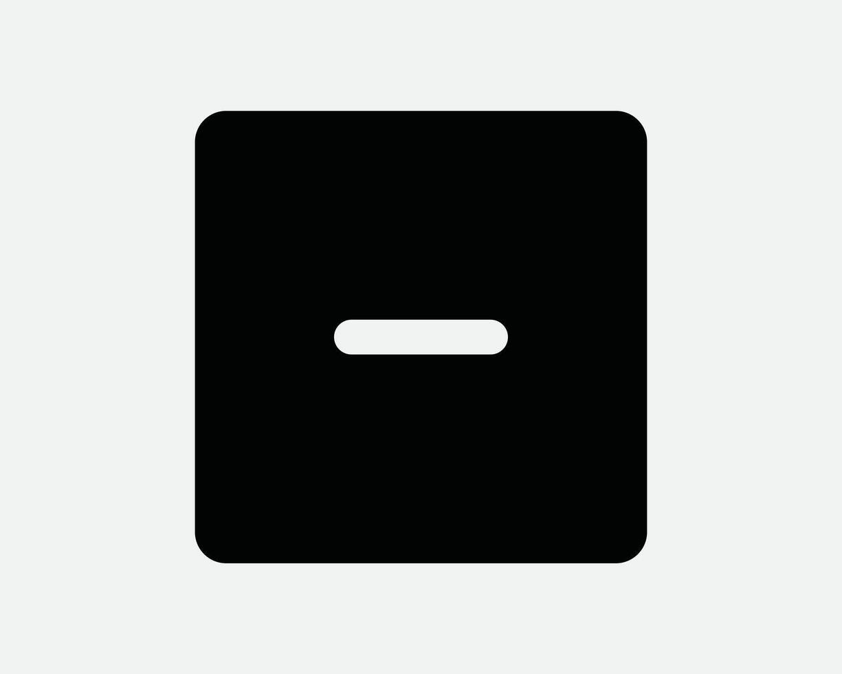 Negative Black Solid Box Minus Less Dash Zoom Out Scale Down Subtract Math Remove Reduce Minimize Cancel Delete Graphic Icon Sign Symbol Artwork vector