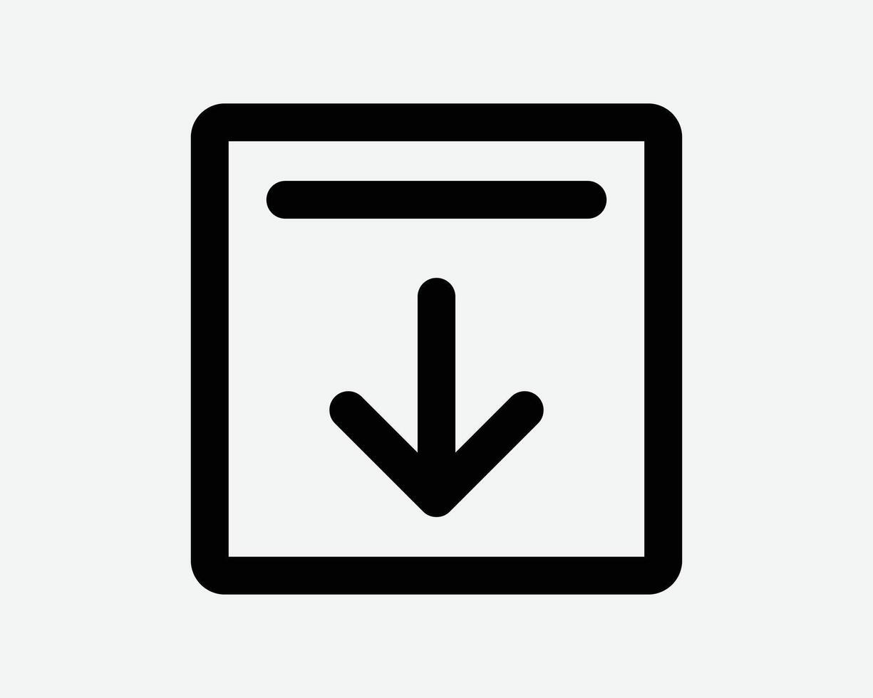 Download Outline Line Square Icon Down Load Cloud Storage Server Path Direction Navigation Box Cube Loading Website App Sign Symbol Document File vector