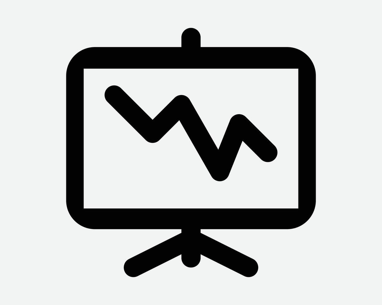 Graph Chart On Screen Display Icon Business Presentation Market Data Evaluation Stock Share Price Economy Finance Projection Trend Line Sign vector