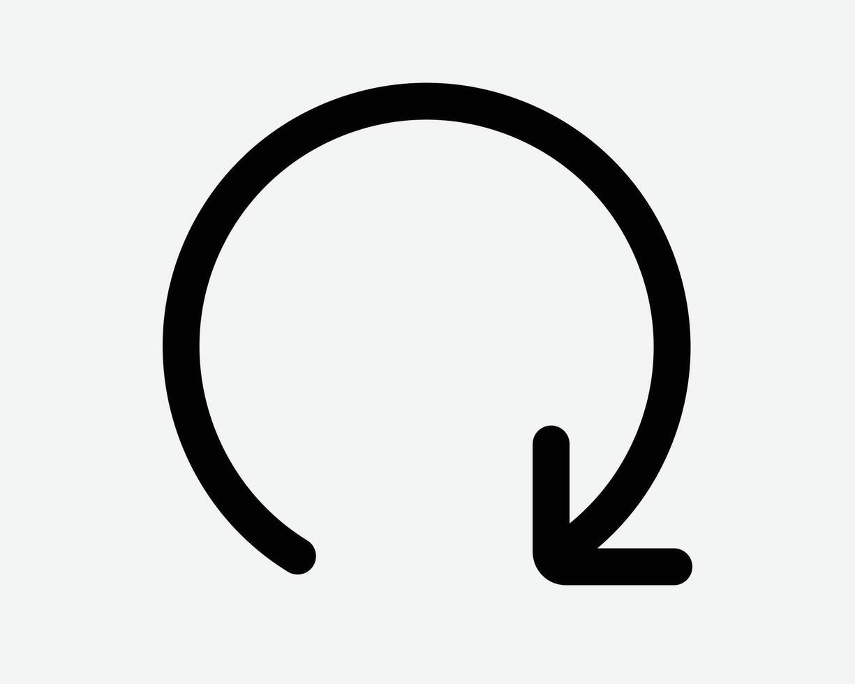 Reset Round Arrow Icon Cycle Recycle Black White Outline Line Sign Symbol Reser Repeat Reload Rotate Rotation Loop Sync Again Turn Right Side Path vector