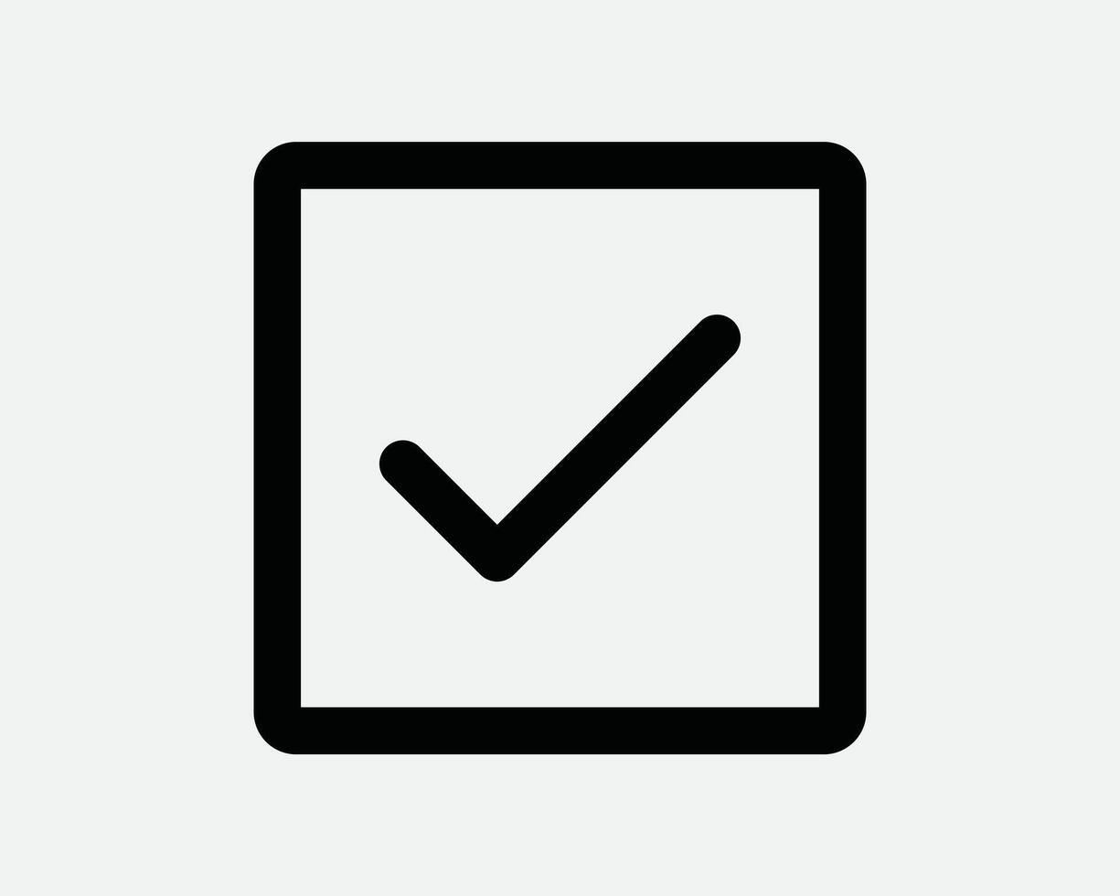 Tick Checkmark Correct Square Sign Verified Outline Symbol Right Choice Vote Select Selection Yes Affirmation Confirm Black White Icon vector
