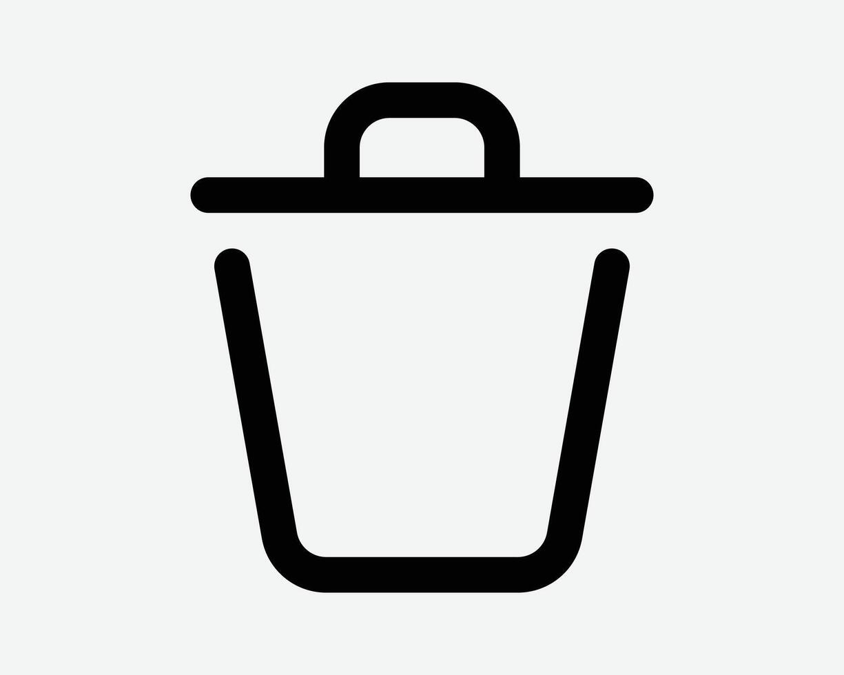 Trashcan Delete Icon Sign Symbol Trash Can Dustbin Recycling Container Refuse Bucket Bin Waste Outline Line Shape Garbage App Computer File vector