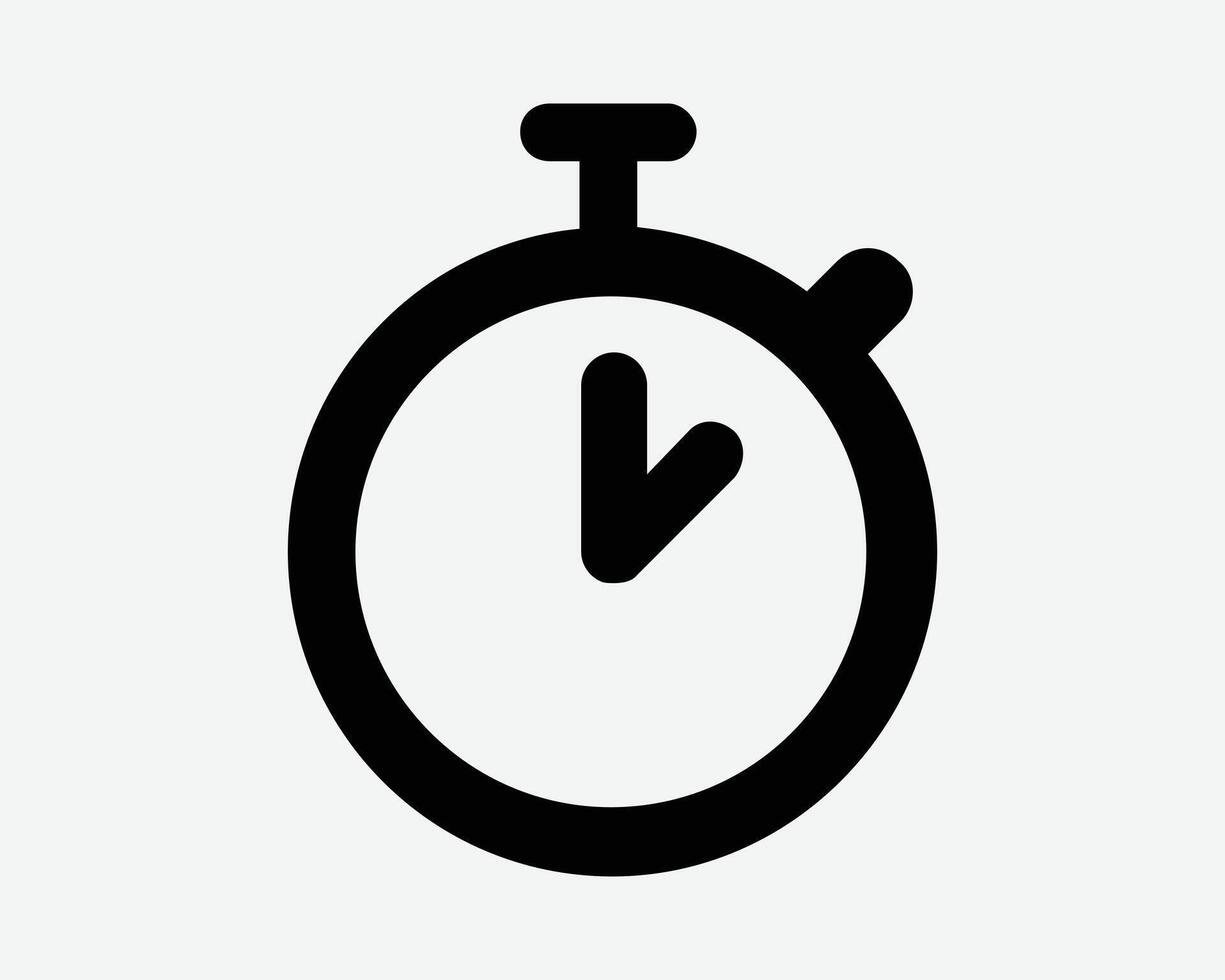 Stopwatch Timer Outline Shape Icon Black Time Clock Button Dial Counter Count Up Down Race Deadline Sign Symbol Alarm Racing Start Stop Graphic vector