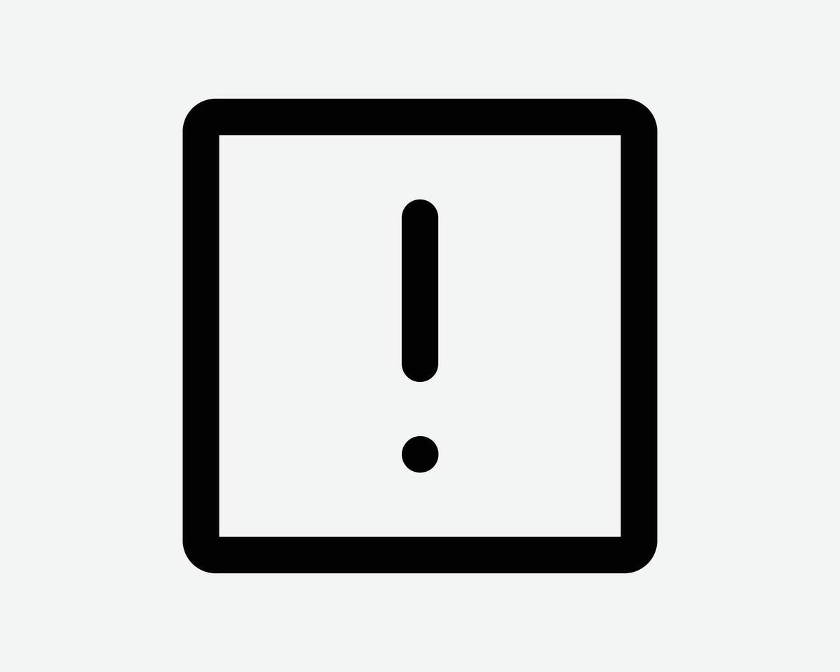 Warning Square Line Icon Warn Exclamation Mark Box Outline Sign Notice Mark Caution Danger Button Error Stop Halt Risk Hazard Problem Issue Alarm vector