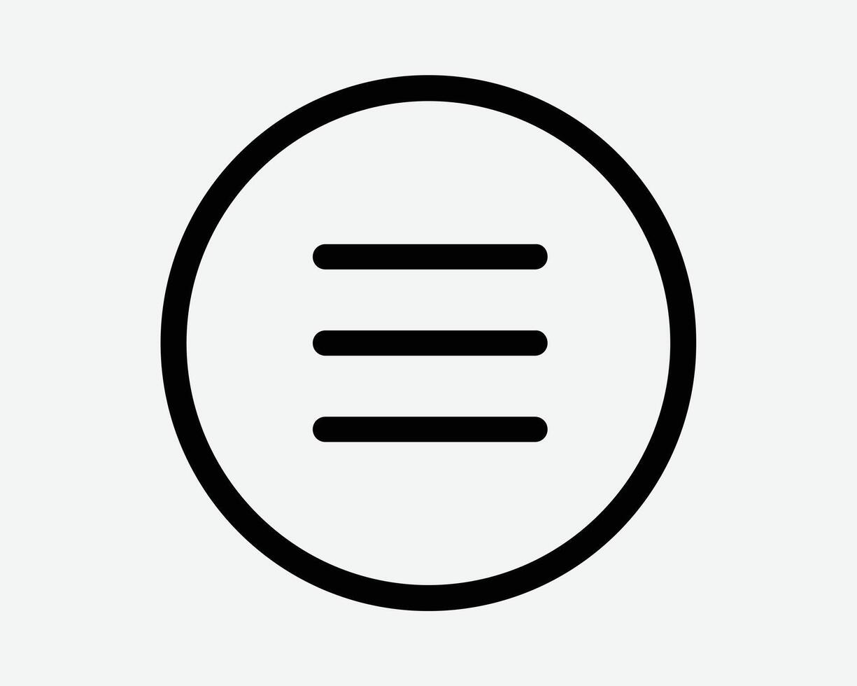 Three Lines Round Menu Site Navigation Circle Button App Hamburger Line Black Outline Sign Symbol Icon Graphic Computer Technology Tech Artwork vector