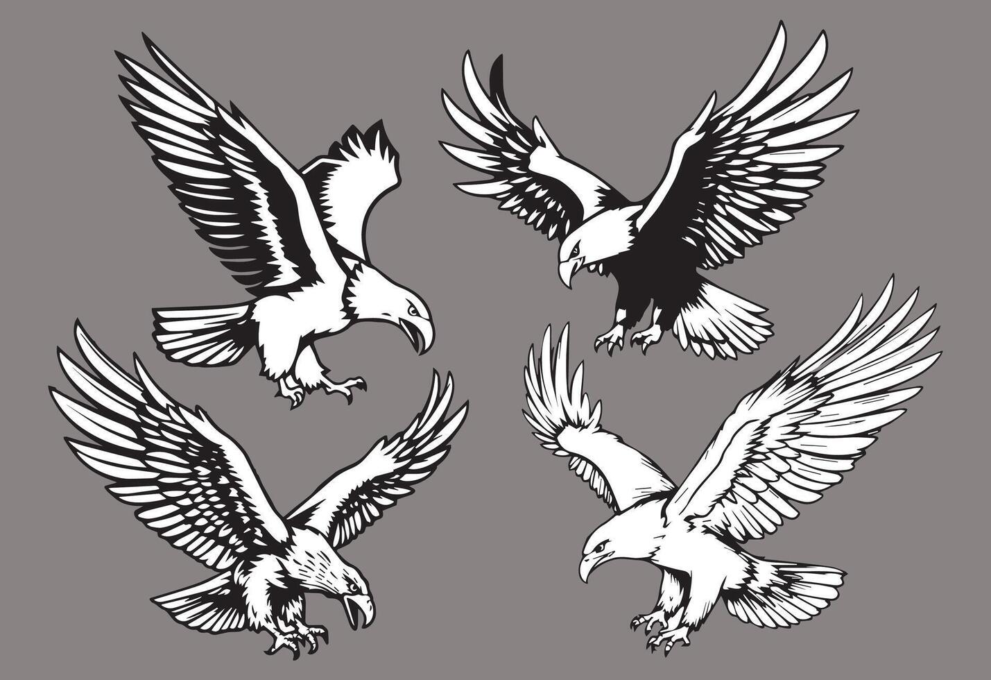 eagle collection in black and white format very easy to edit vector