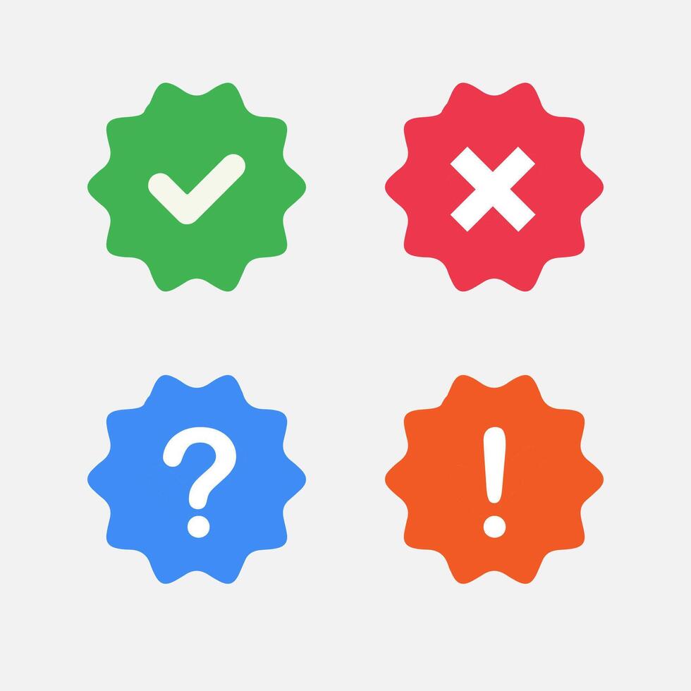Check mark icon button set. Check box icon with right and wrong buttons and yes or no checkmark icons in green tick box and red cross. vector
