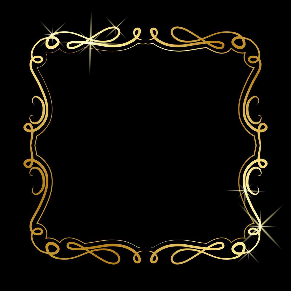 gold shiny floral frame border vector