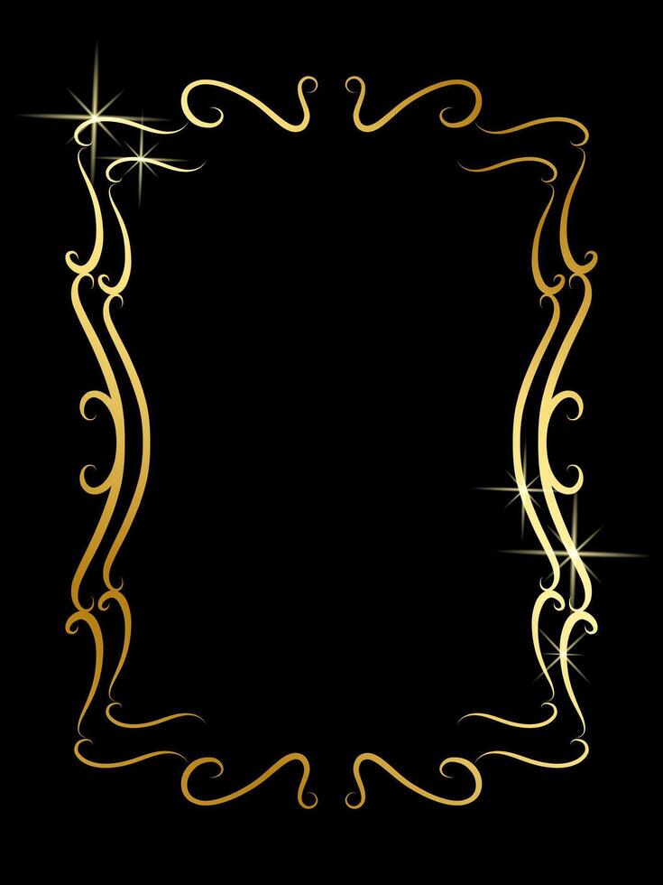 Gold frame with corner line floral vector