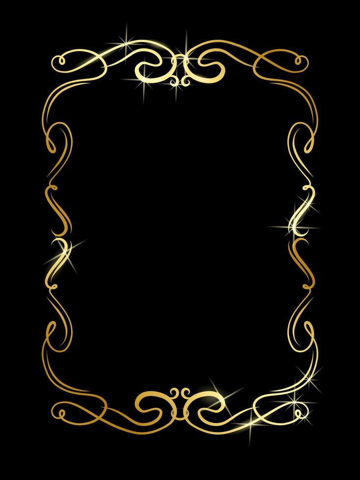 Luxurious Frame with Golden Color. Ornament Plant Vignette for Labels, Banner and Sticker vector
