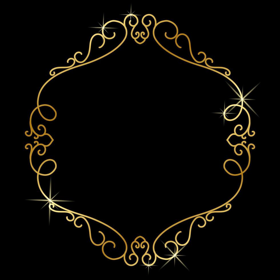 Luxury decorative gold frame on dark background vector