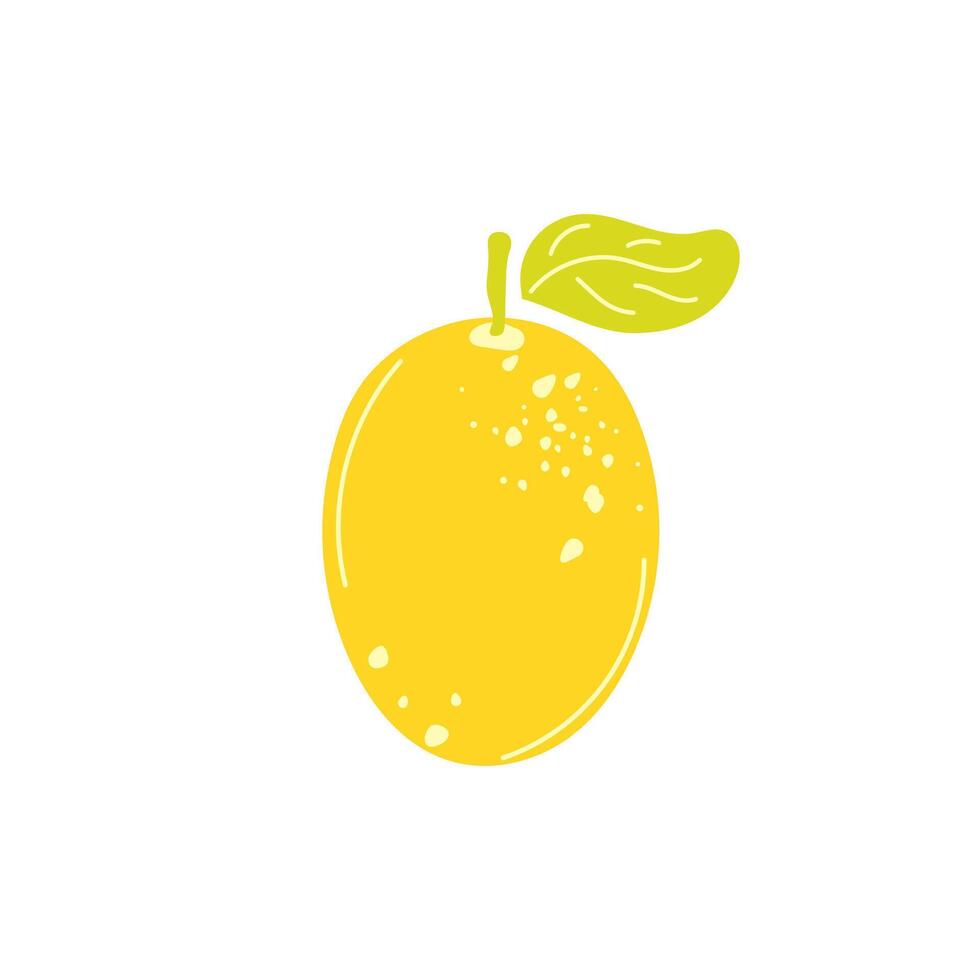 Colorful mango isolated on white background. Hand drawn flat cartoon illustration. Tropical exotic fruit. Organic, vegan and vegetarian dessert concept vector