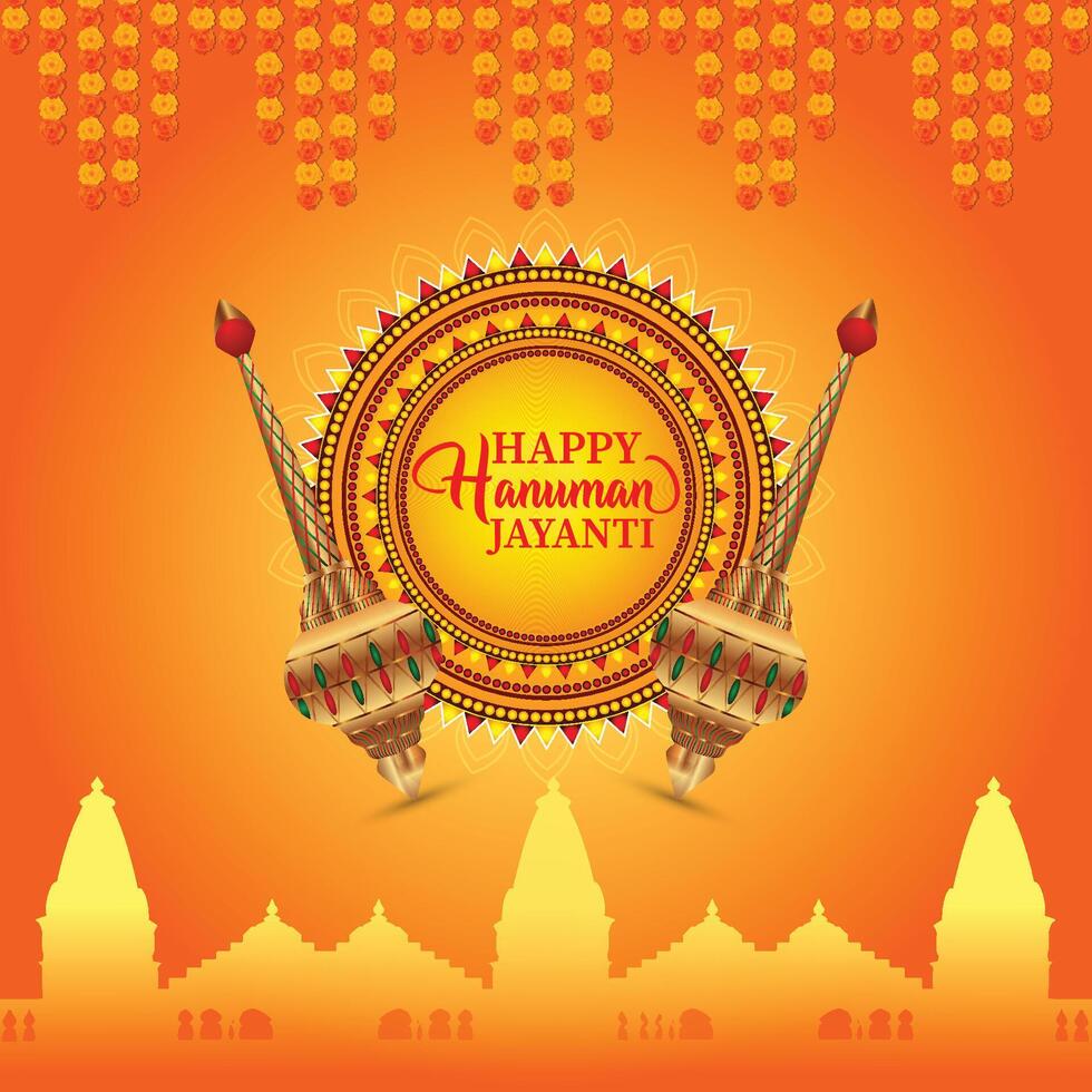 Hanuman jayanti celebration background with illustration vector
