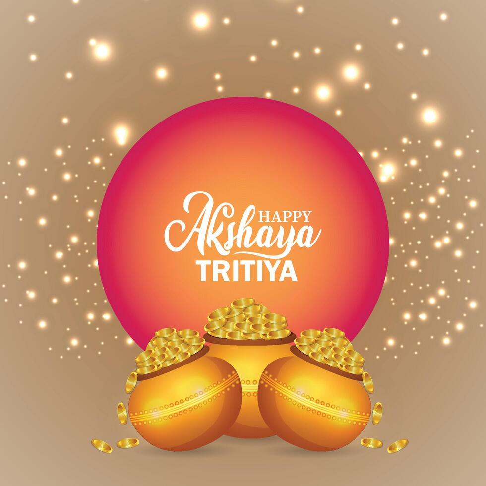 Happy akshaya tritiya illustration with kalash vector