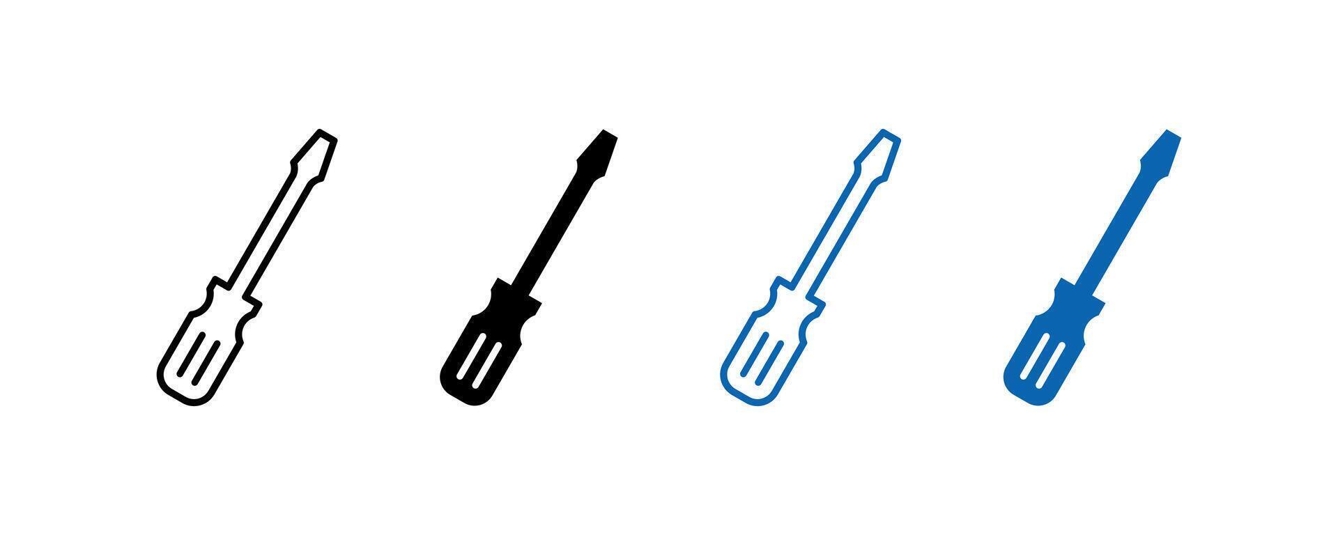 Screw diver icon set. Tools icon. Screw diver simple outline illustration vector