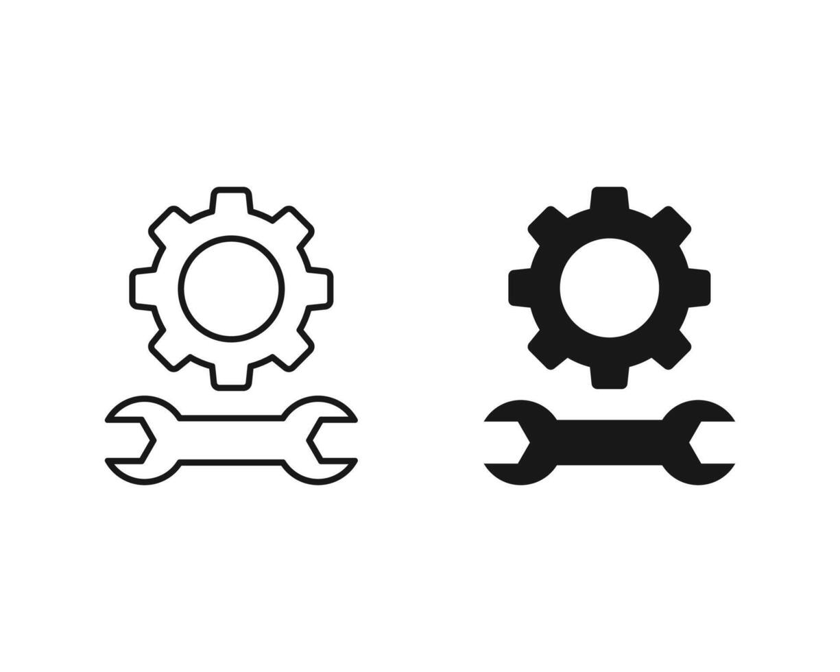 Web development gear icon symbol. Maintenance icon field and line style vector