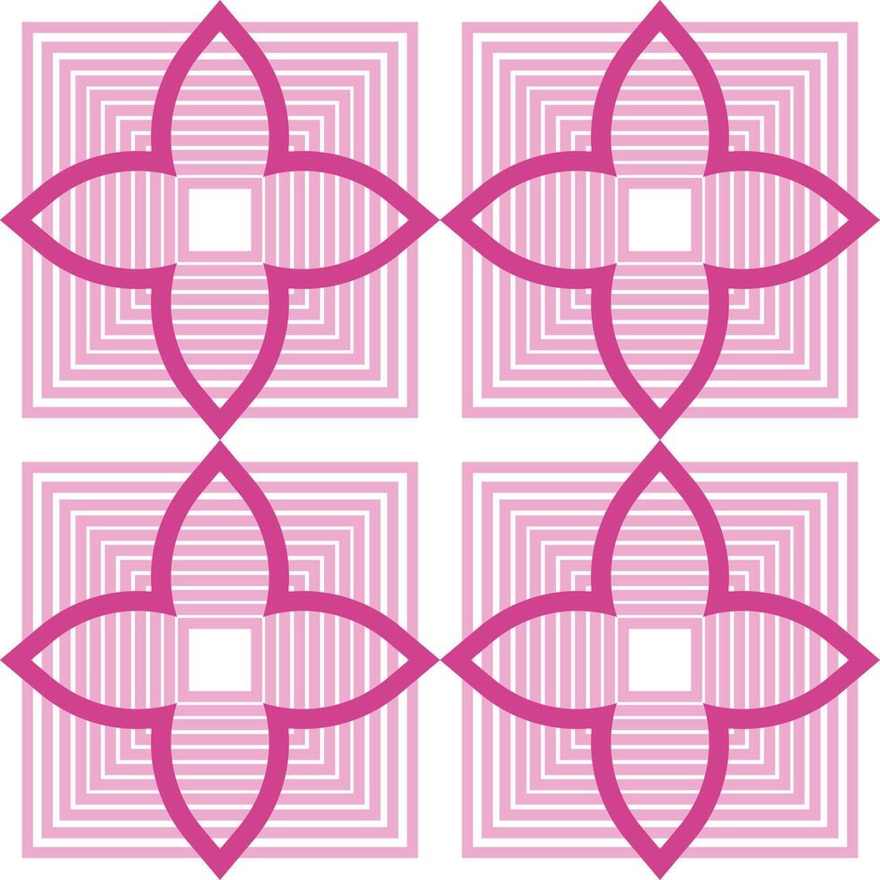 A pink and white geometric pattern with four squares vector