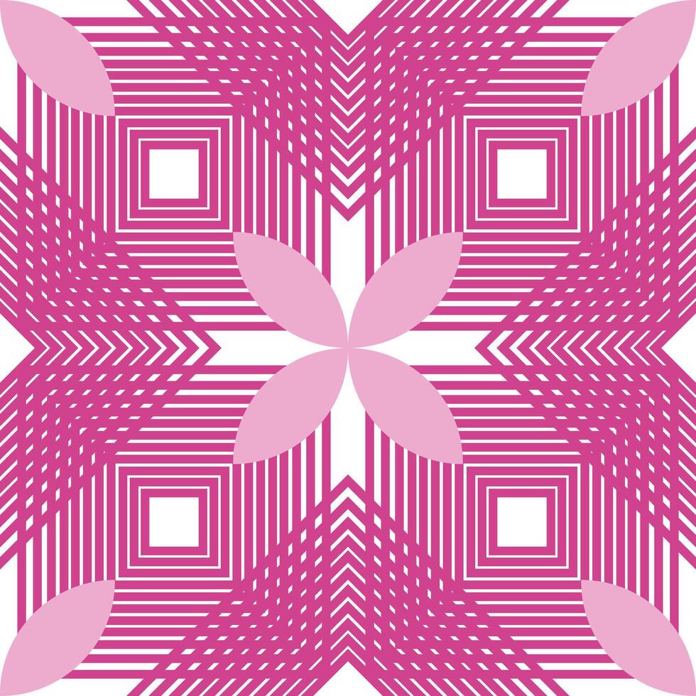 A pink and white geometric pattern with a flower in the center vector