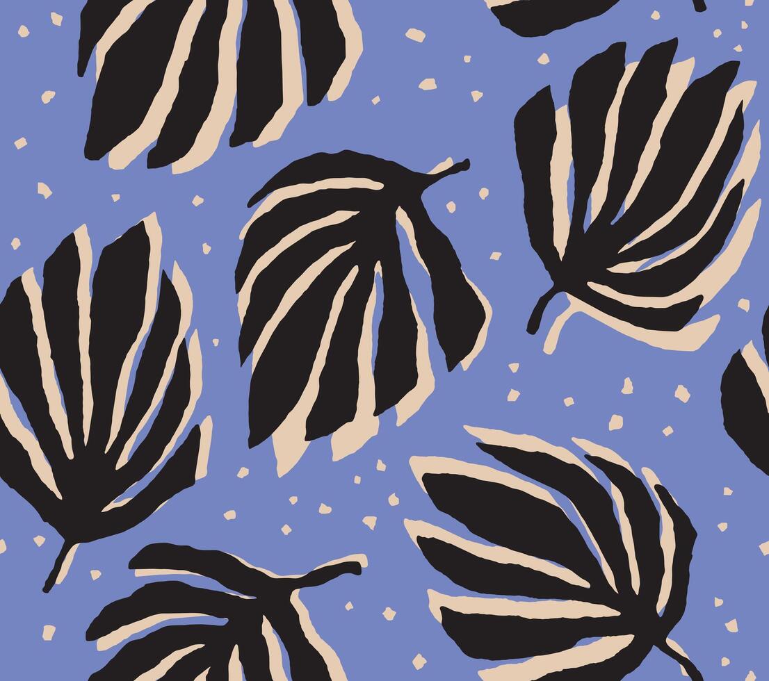 Seamless tileable boho cutout tropical leaves pattern vector