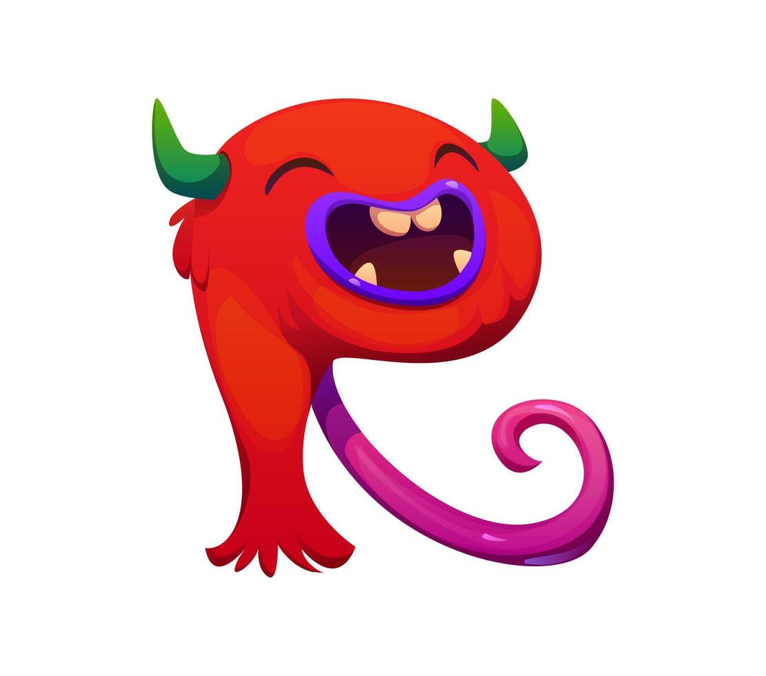 Strange monster character cartoon font letter R vector