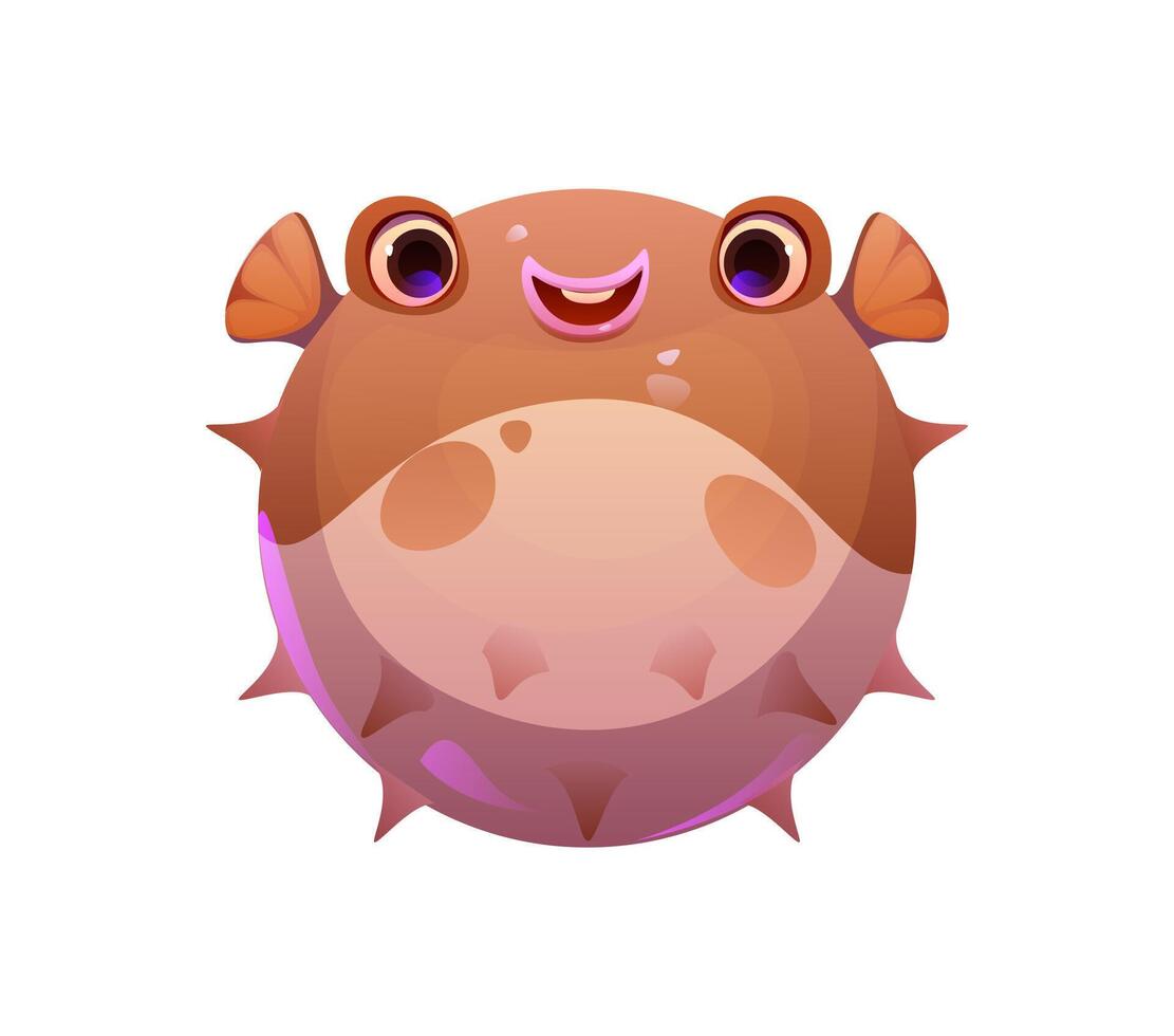 Cartoon underwater font puffer fish letter O vector