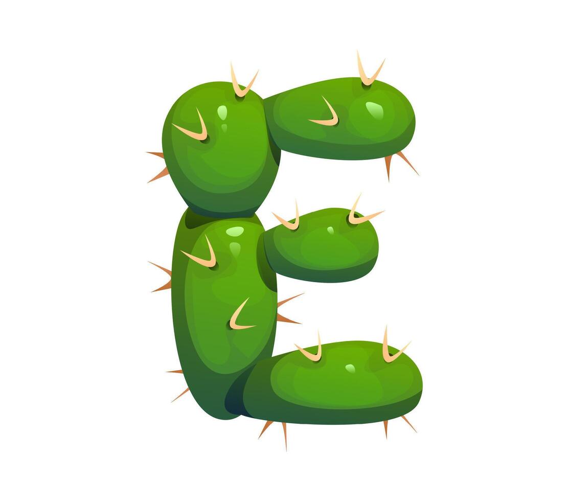 Cartoon Mexican font prickly cactus letter E vector