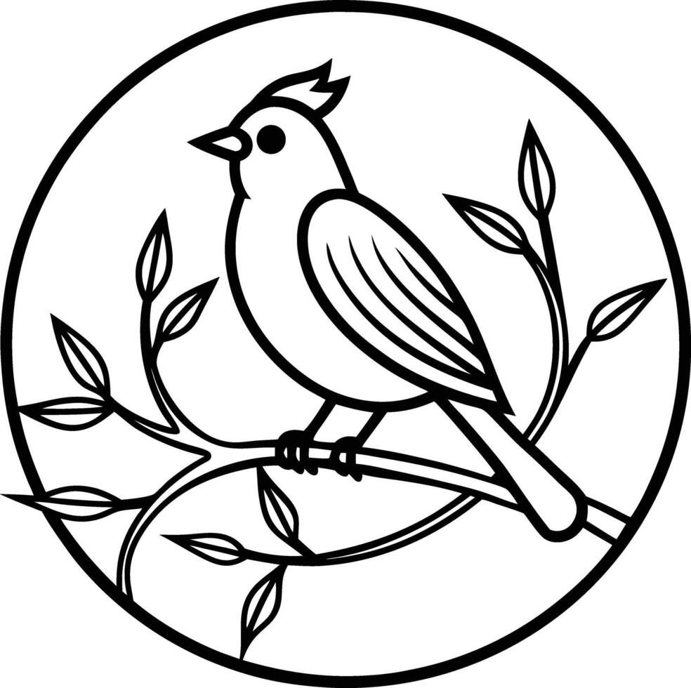 Bird on a Branch in a Circle Logo vector