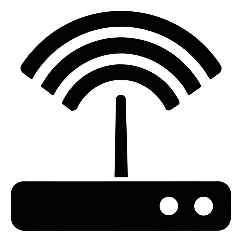 Wi-Fi Router Icon with Signal Waves vector